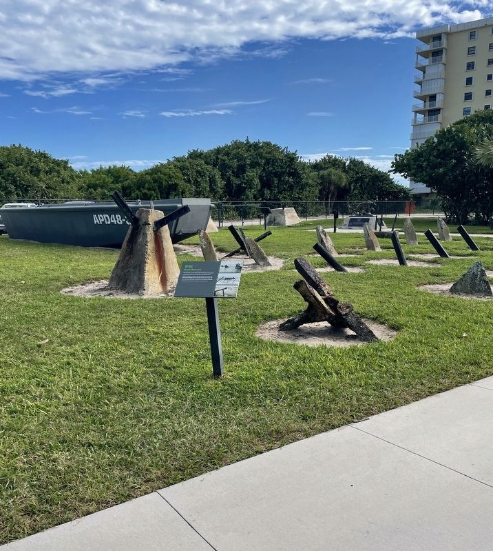 WW II Beach Obstacles Marker. Click for full size. WW II Beach Obstacles Marker image. Click for full size.