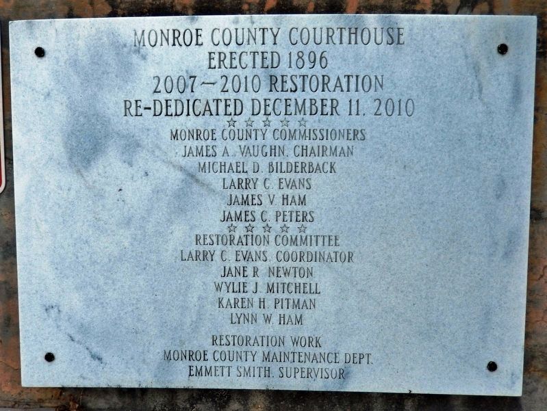 Monroe County Courthouse (<i>2010 re-dedication marker</i>) image. Click for full size.
