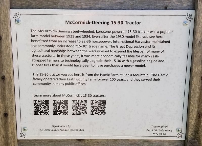 McCormick-Deering 15-30 Tractor Marker. Click for full size. McCormick-Deering 15-30 Tractor Marker image. Click for full size.