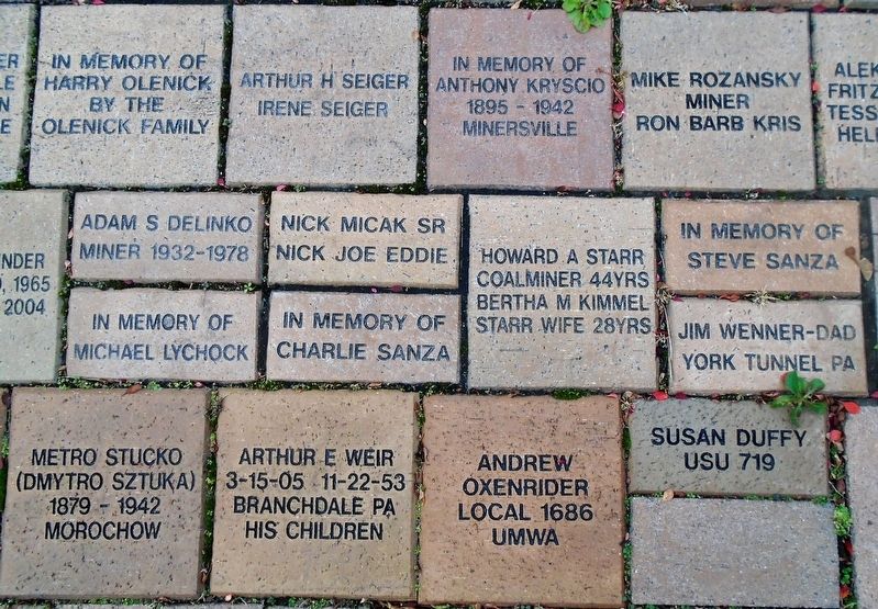 Coal Miners' Monument Plaza Representative Pavers. Click for full size. Coal Miners' Monument Plaza Representative Pavers image. Click for full size.