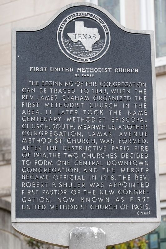First United Methodist Church of Paris Marker image. Click for full size.