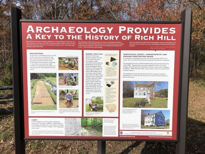 Archaeology Provides a Key to the History of Rich Hill Marker image. Click for full size.