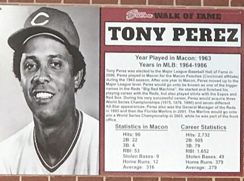 Tony Perez Marker. Click for full size. Tony Perez Marker image. Click for full size.