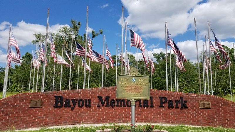 The view of the Bayou Memorial Park Flags. Click for full size. The view of the Bayou Memorial Park Flags image. Click for full size.