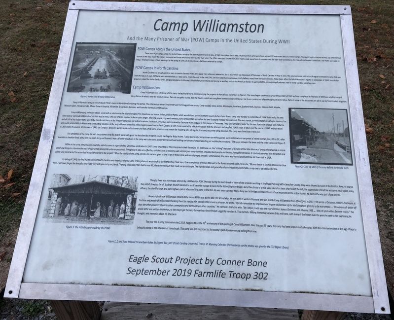 Camp Williamston Marker image. Click for full size.