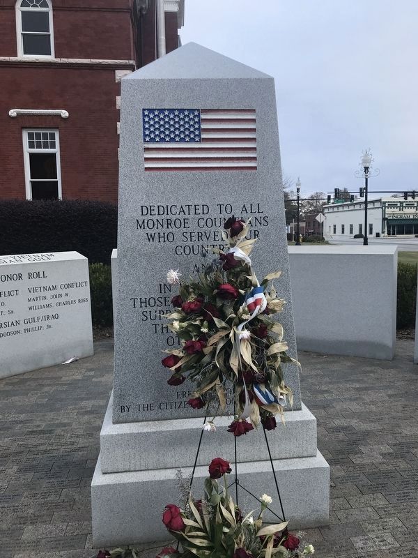 Monroe County (Ga.) Veterans Memorial  Obelisk (front) image. Click for full size.