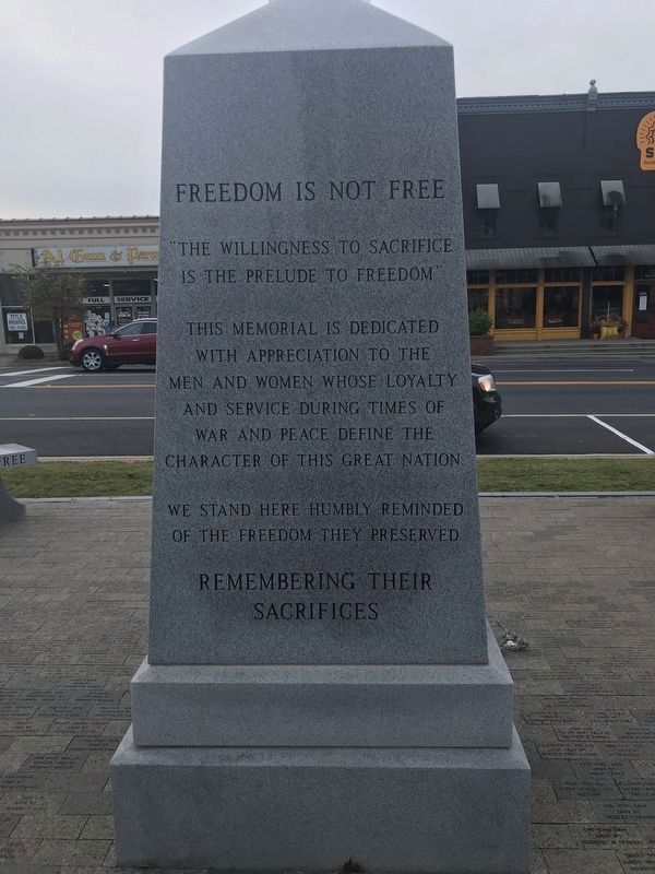 Monroe County (Ga.) Veterans Memorial � Obelisk (back) image. Click for full size.