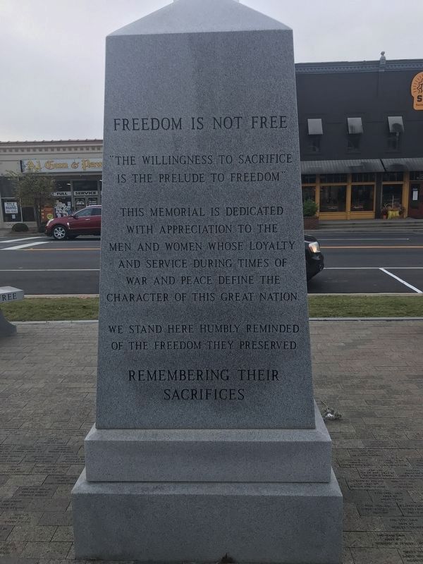 Monroe County (Ga.) Veterans Memorial  Obelisk (back) image. Click for full size.