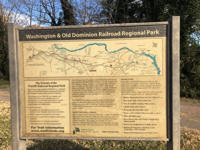 Washington & Old Dominion Railroad Regional Park Marker image. Click for full size.