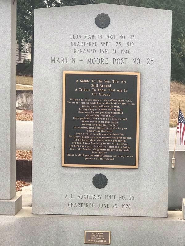 Lamar County (Ga.) 20th Century War Veterans Memorial (reverse) image. Click for full size.