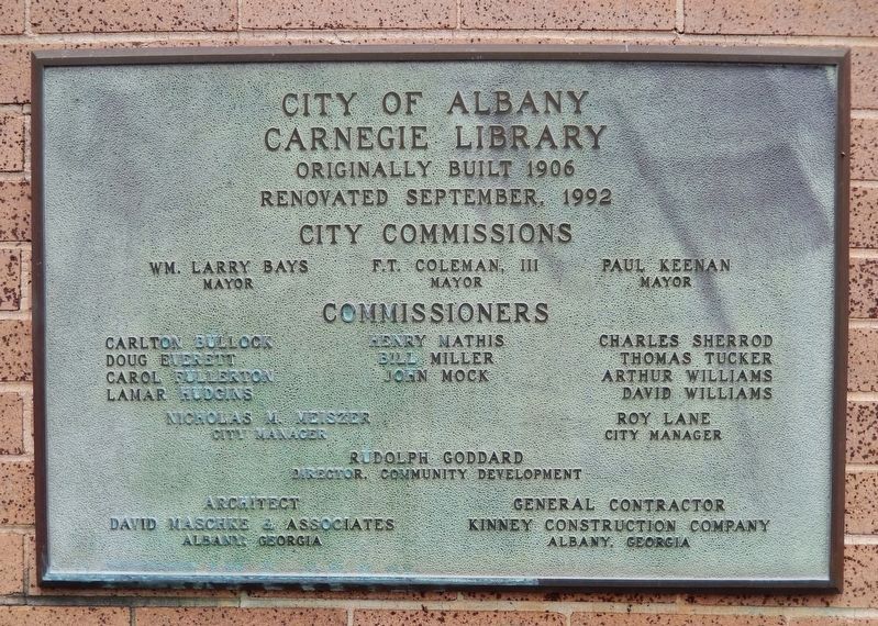 Carnegie Library Dedication Plaque image. Click for full size.
