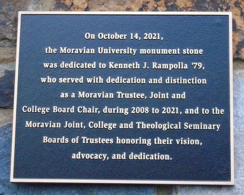 Moravian University Monument Stone Marker image. Click for full size.