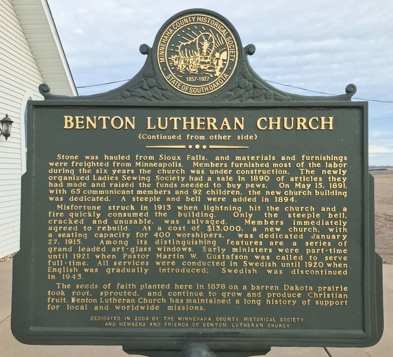 Benton Lutheran Church Marker image. Click for full size.