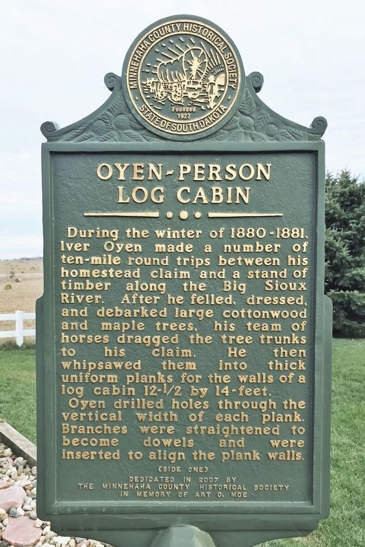 Oyen-Person Log Cabin Marker <i>(Side one)</i> image. Click for full size.
