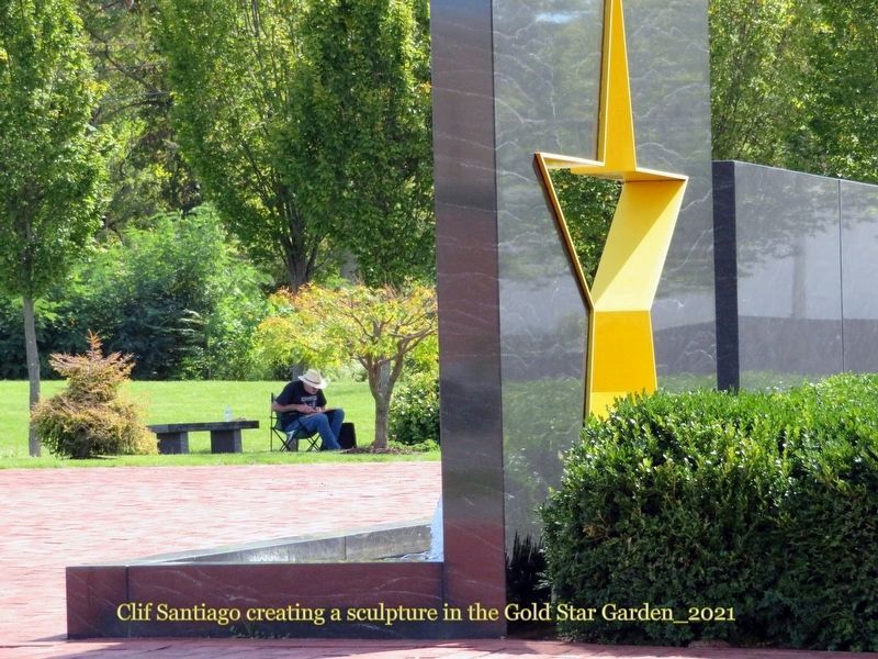 Clifton Santiago creating Art in the Gold Star Garden 2021 image. Click for full size.