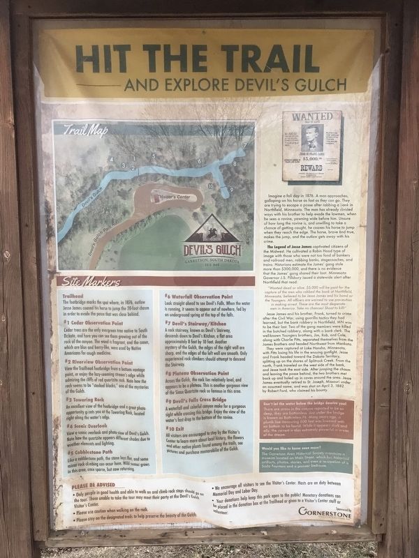 Hit the Trail and Explore Devil's Gulch Marker. Click for full size. Hit the Trail and Explore Devil's Gulch Marker image. Click for full size.