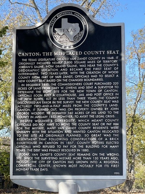Canton: The Misplaced County Seat Marker image. Click for full size.