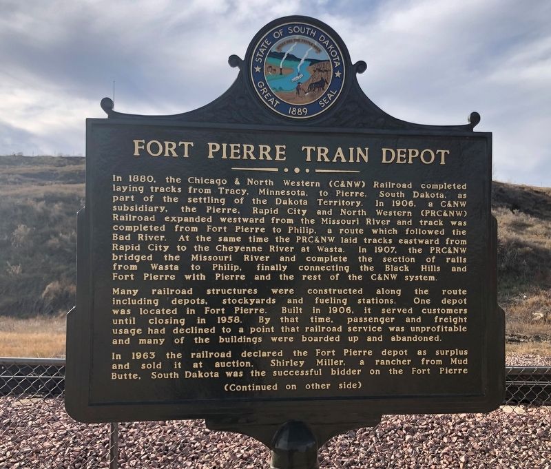 Fort Pierre Train Depot Marker image. Click for full size.