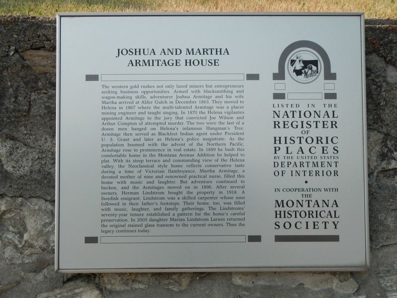 Joshua and Martha Armitage House Marker image. Click for full size.