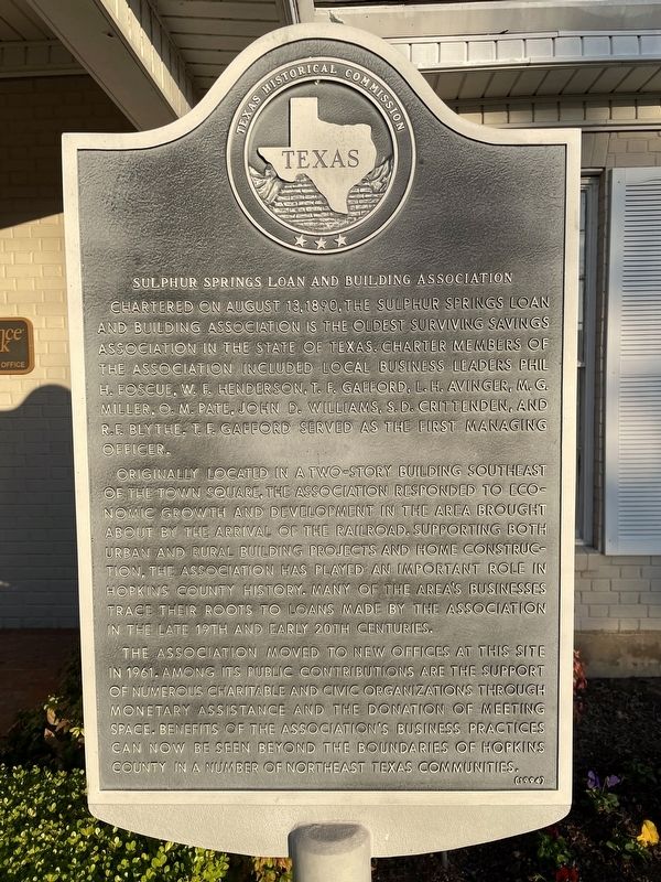 Sulphur Springs Loan and Building Association Marker image. Click for full size.