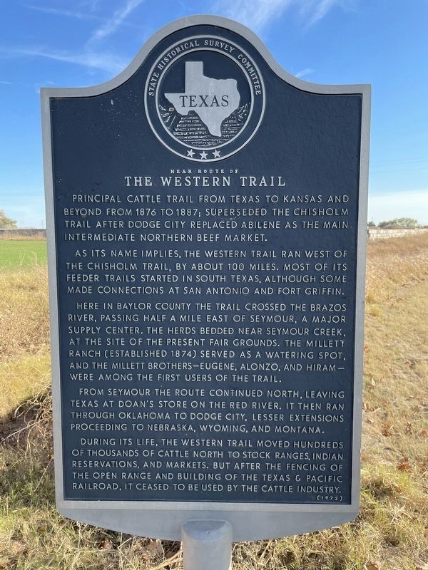 Near Route of The Western Trail Marker image. Click for full size.