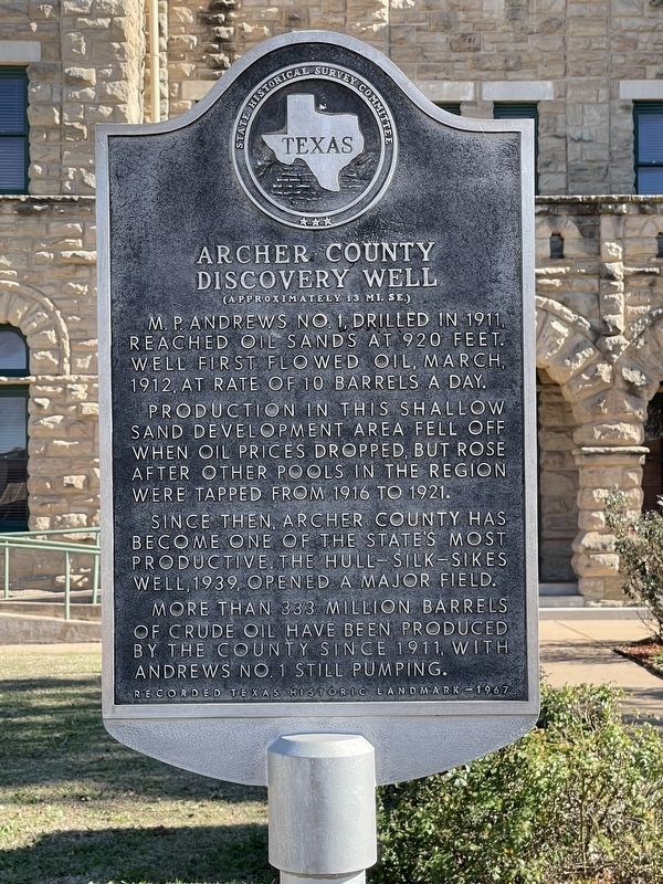 Archer County Discovery Well Marker image. Click for full size.