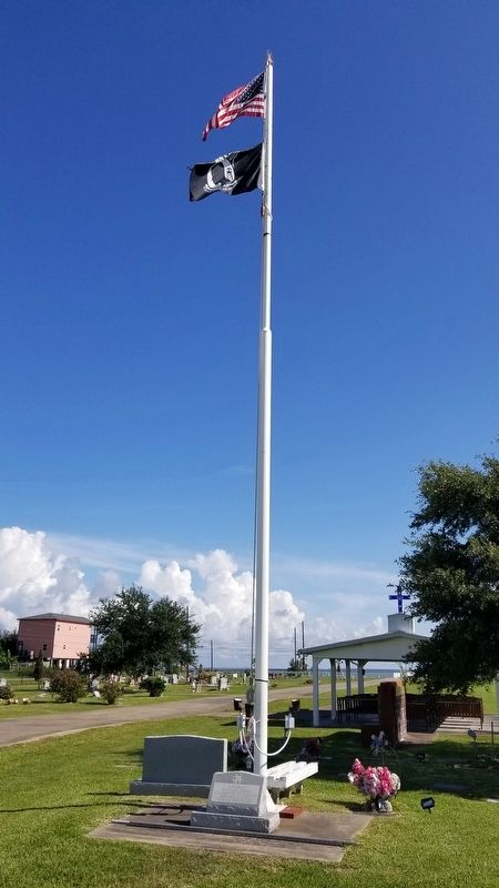 The view of the San Leon Veterans Memorial from the entrance to the cemetery. Click for full size. The view of the San Leon Veterans Memorial from the entrance to the cemetery image. Click for full size.