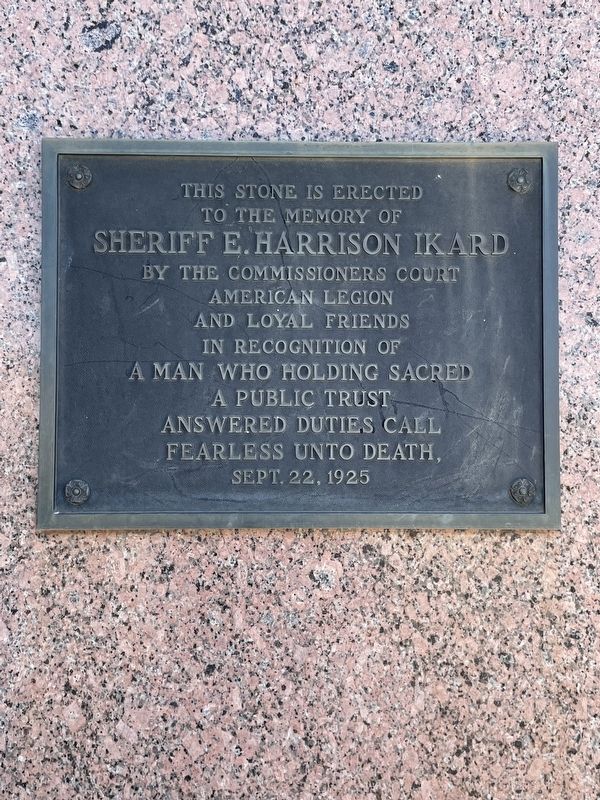 Sheriff E. Harrison Ikard Marker image. Click for full size.