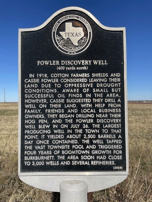 Fowler Discovery Well Marker. Click for full size. Fowler Discovery Well Marker image. Click for full size.