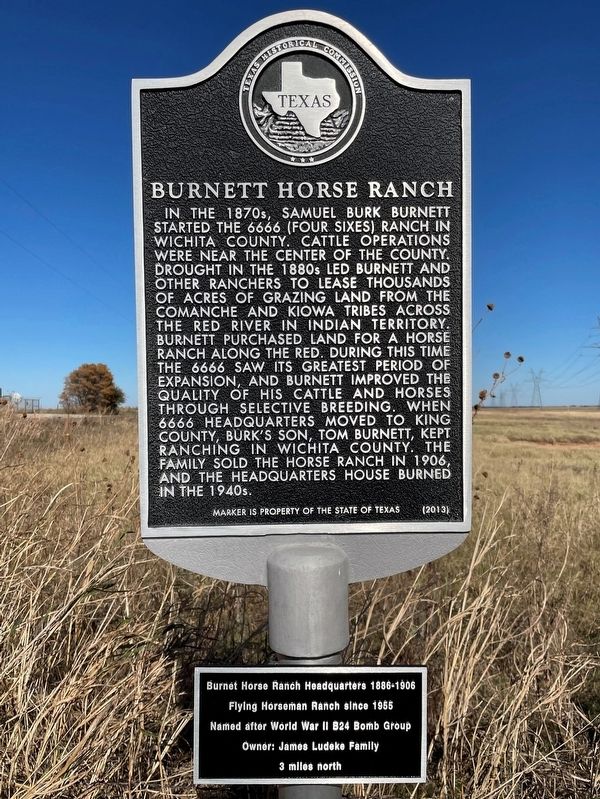 Burnett Horse Ranch Marker image. Click for full size.