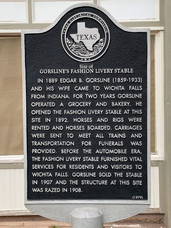 Site of Gorsline's Fashion Livery Stable Marker. Click for full size. Site of Gorsline's Fashion Livery Stable Marker image. Click for full size.