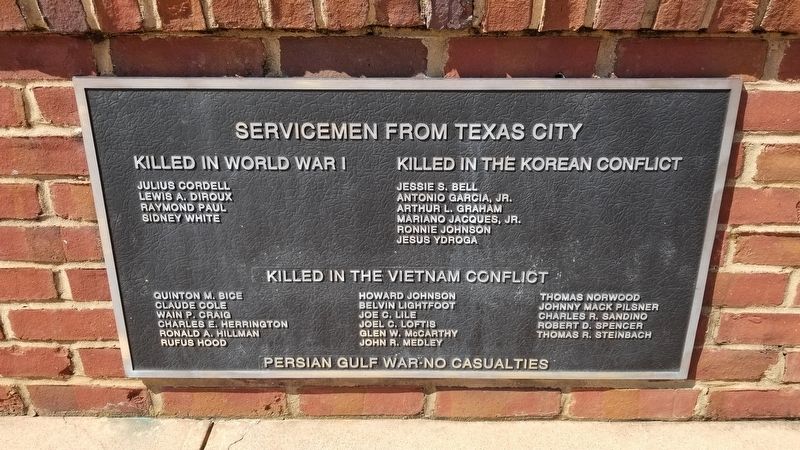 Servicemen From Texas City Marker image. Click for full size.