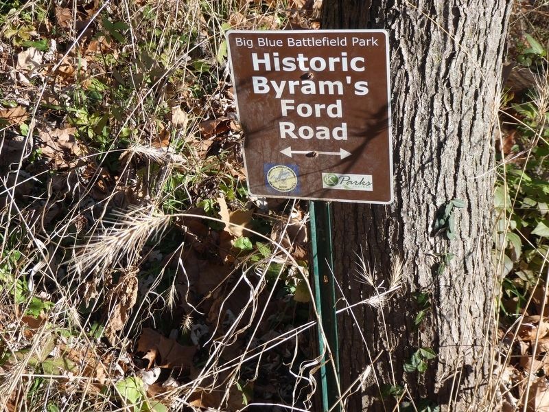 Byram's Ford and the Battle of Westport Marker. Click for full size. Byram's Ford and the Battle of Westport Marker image. Click for full size.