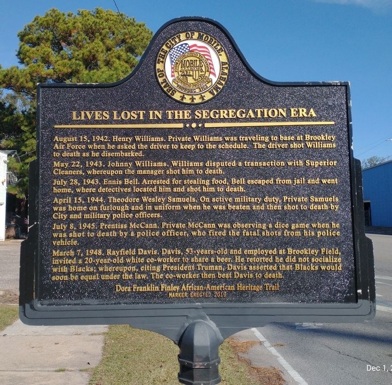 Lives Lost in The Segregation Era Marker image. Click for full size.