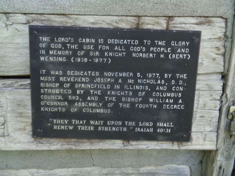 The Lord's Cabin Marker. Click for full size. The Lord's Cabin Marker image. Click for full size.