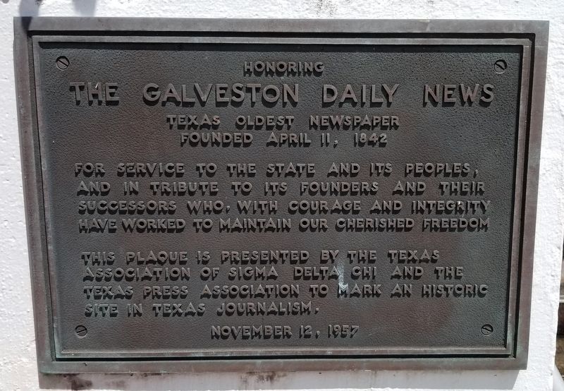 Honoring The Galveston Daily News Marker image. Click for full size.