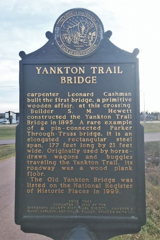 Yankton Trail Bridge Marker <i>(Side two)</i> image. Click for full size.