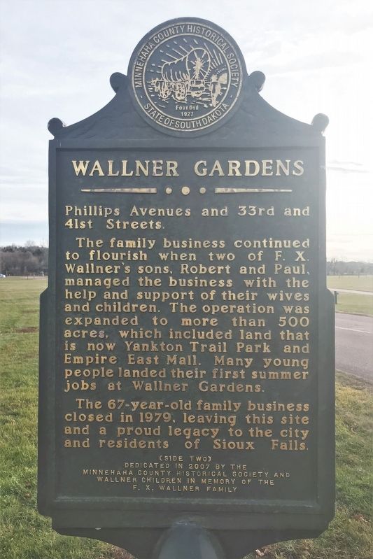 Wallner Gardens Marker <i>(Side two)</i> image. Click for full size.