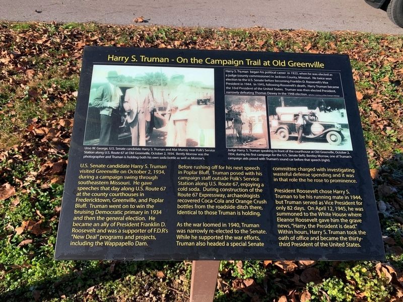 Harry S. Truman Marker image. Click for full size.