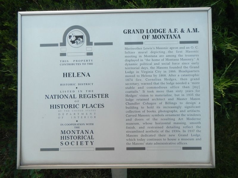 Grand Lodge A.F. & A.M. of Montana Marker image. Click for full size.