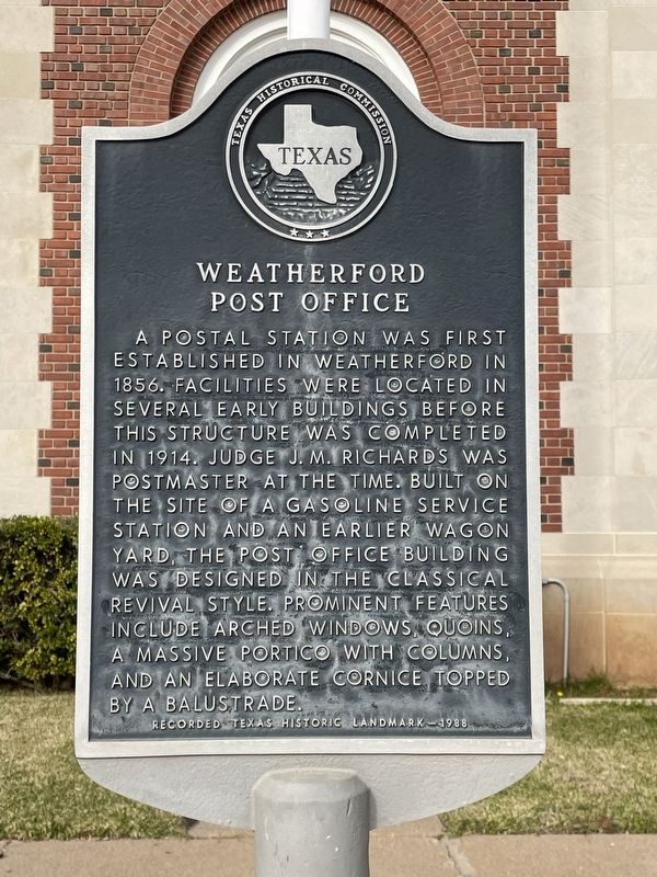 Weatherford Post Office Marker image. Click for full size.