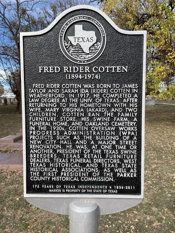 Fred Rider Cotten Marker. Click for full size. Fred Rider Cotten Marker image. Click for full size.