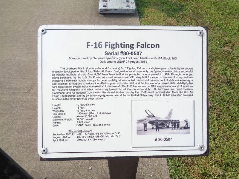 F-16 Fighting Falcon Marker image. Click for full size.