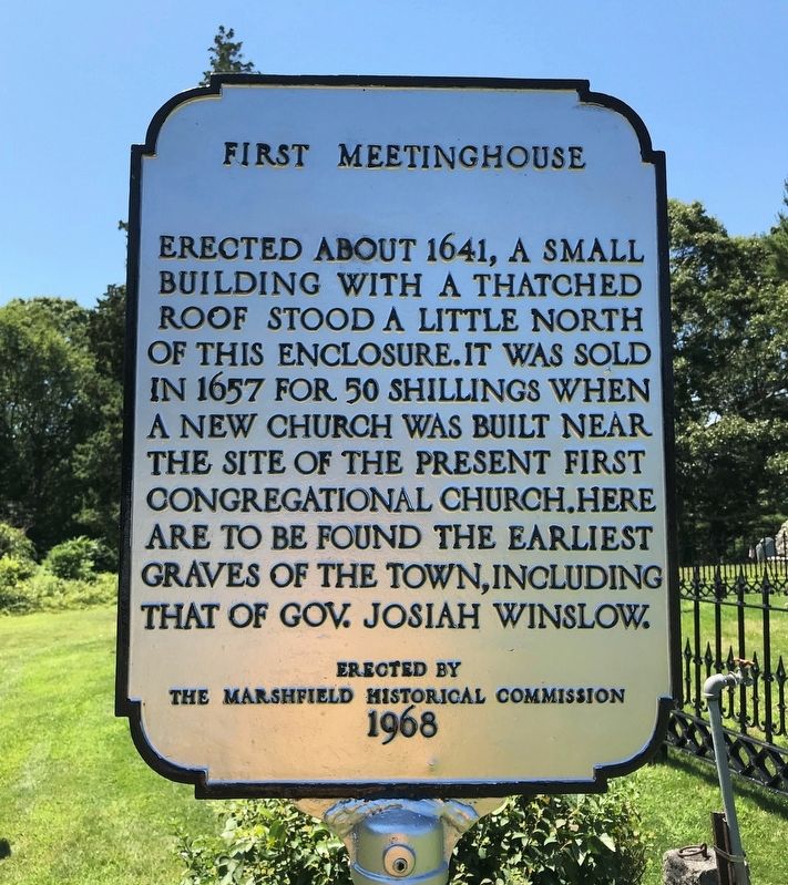 First Meetinghouse Marker. Click for full size. First Meetinghouse Marker image. Click for full size.