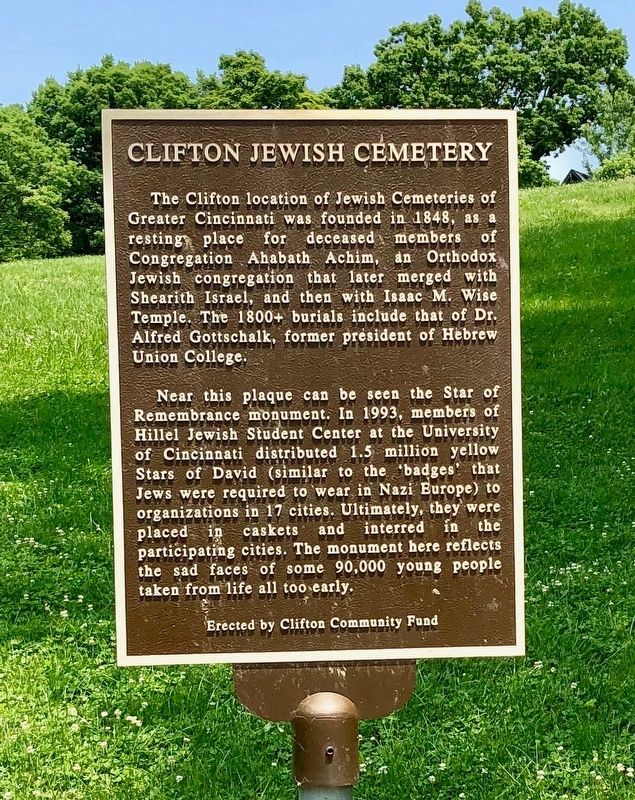 Clifton Jewish Cemetery Marker. Click for full size. Clifton Jewish Cemetery Marker image. Click for full size.