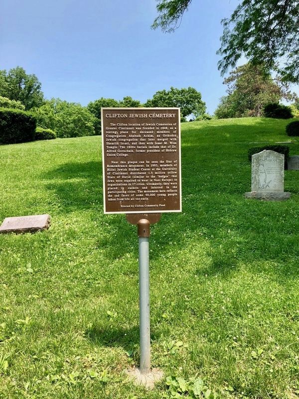 Clifton Jewish Cemetery Marker. Click for full size. Clifton Jewish Cemetery Marker image. Click for full size.