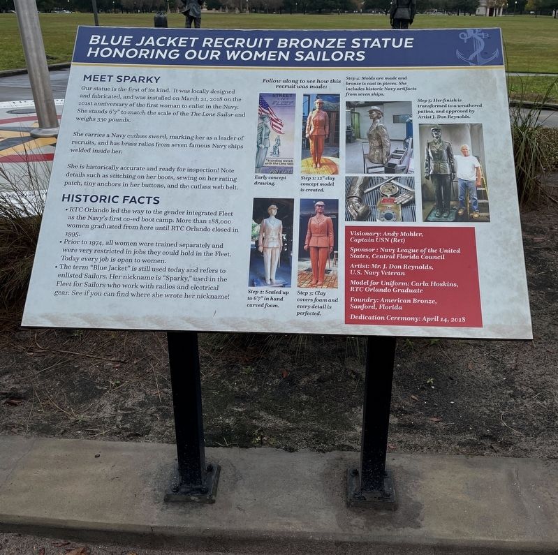 Blue Jacket Recruit Bronze Statue Honoring Our Women Sailors Marker. Click for full size. Blue Jacket Recruit Bronze Statue Honoring Our Women Sailors Marker image. Click for full size.