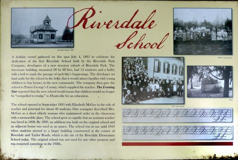 Riverdale School Marker image. Click for full size.