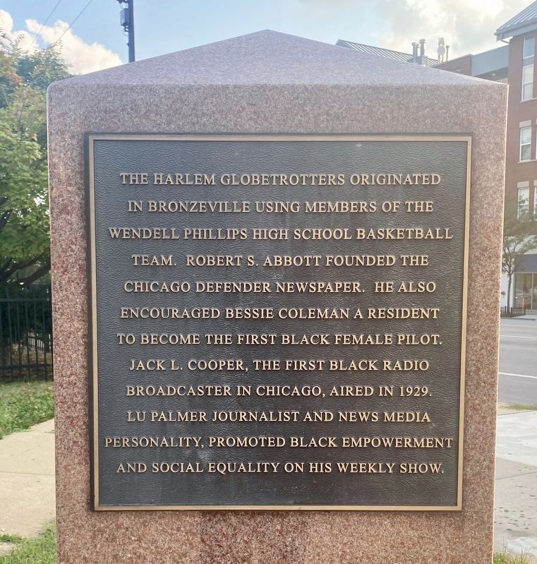 Welcome to Bronzeville Marker - panel two. Click for full size. Welcome to Bronzeville Marker - panel two image. Click for full size.