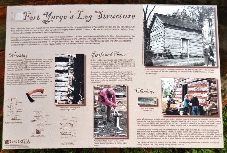 Fort Yargo's Log Structure Marker image. Click for full size.